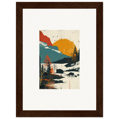 Framed canvas print of Trembling Skylines mountain sunset for cool room decoration