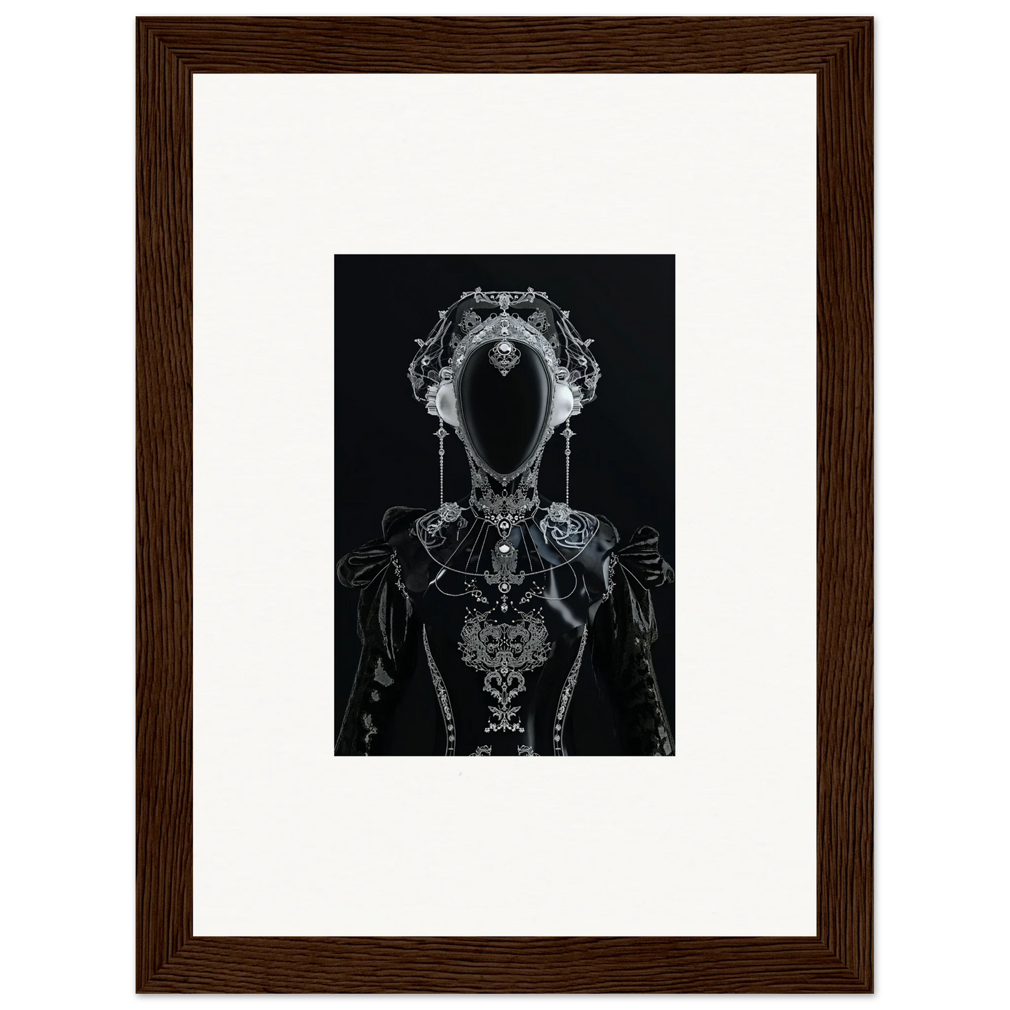 Framed canvas print of an abstract skeletal figure with photon glitters for room decoration