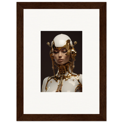 Futuristic humanoid figure with gold accents for a stylish room decoration canvas print