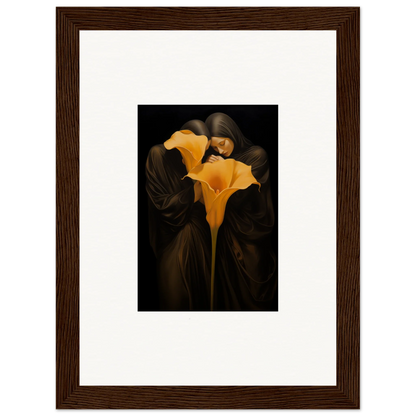 Yellow Calla Lily flower on a dark background, perfect for room decoration as a canvas print