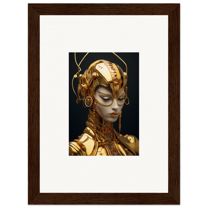 Futuristic golden robotic figure for Moulin Mystique room decoration canvas print