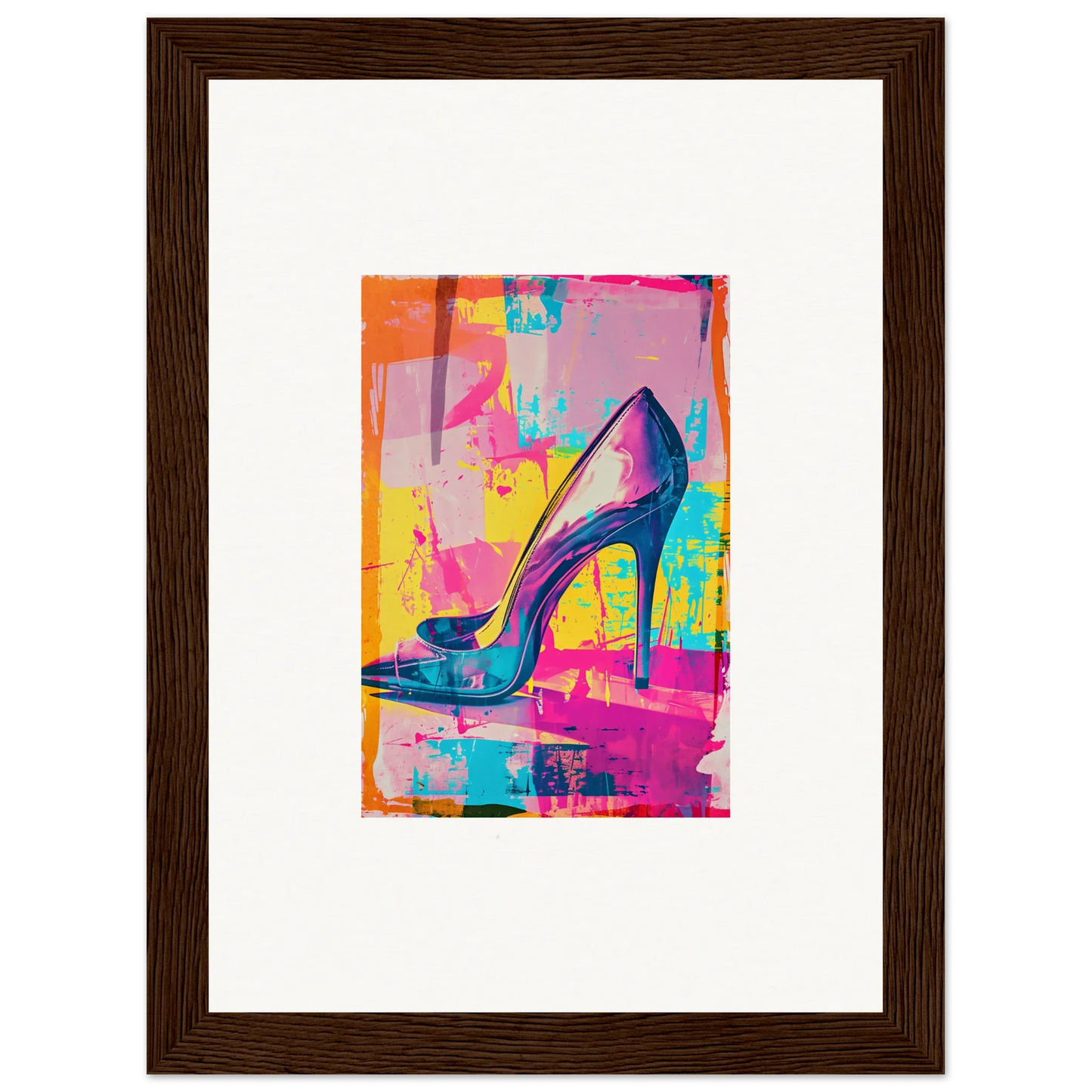 Colorful high-heeled shoe artwork, a unique heel phenomenon for room decor or framed wall art