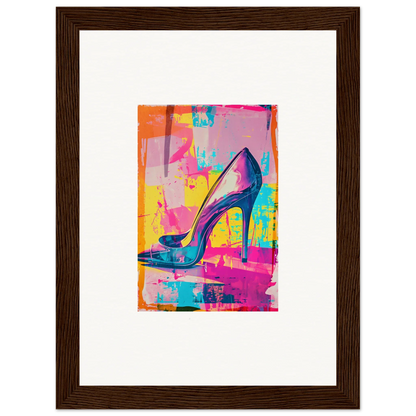 Colorful high-heeled shoe artwork, a unique heel phenomenon for room decor or framed wall art