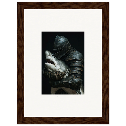 Knight in armor with a shark, perfect for Shark Epiphany room decoration canvas print