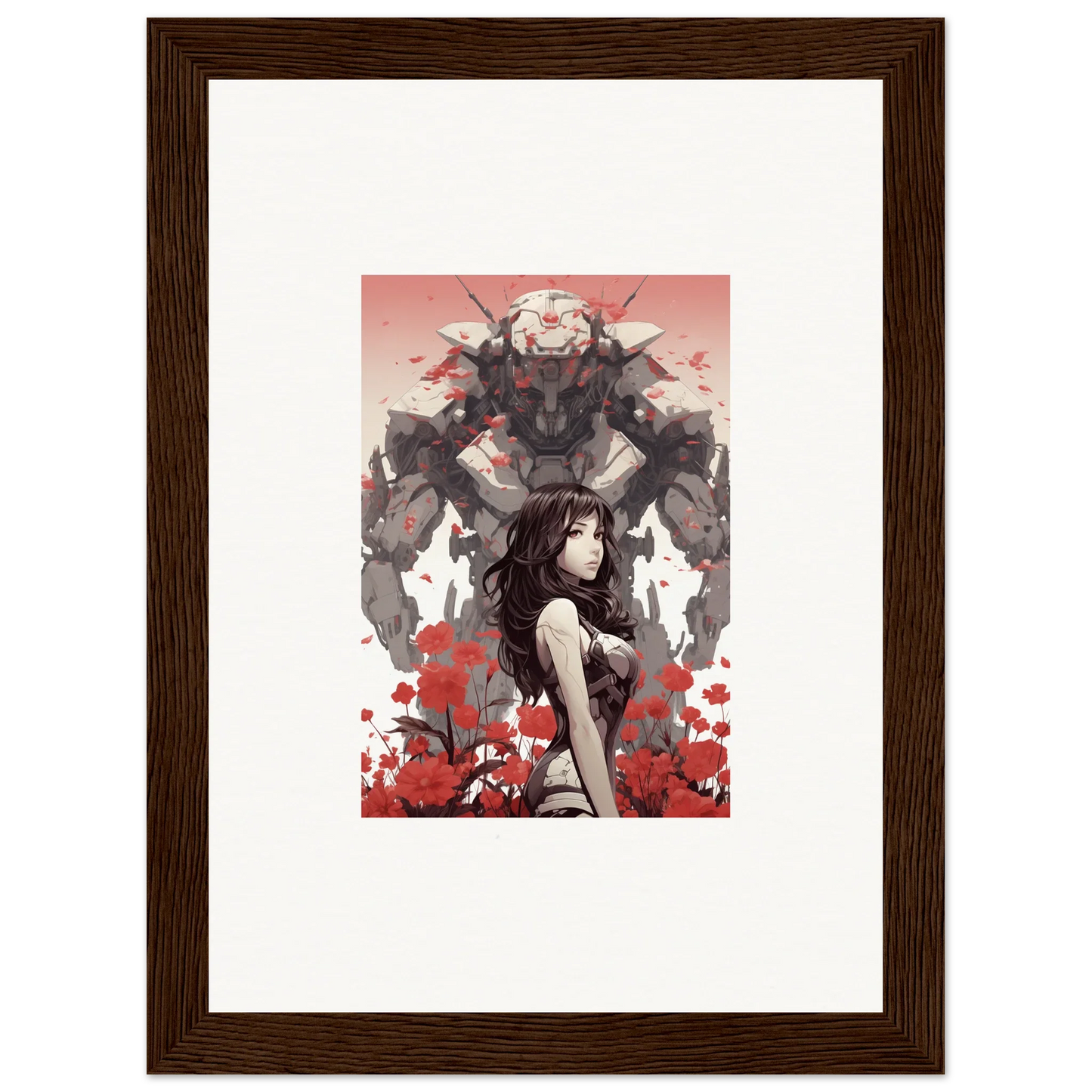 Stunning canvas print of a woman facing a monster, perfect wall art for room decoration