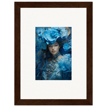 Framed canvas print of Dreaming Blue Symphony, featuring floral figure for room decoration