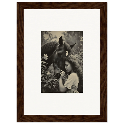 Framed black and white photo of girl and horse for your Ethereal Equinox Whispers room decoration