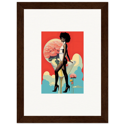 Stylized illustration of a Black woman in floral highs, perfect for room decoration canvas print