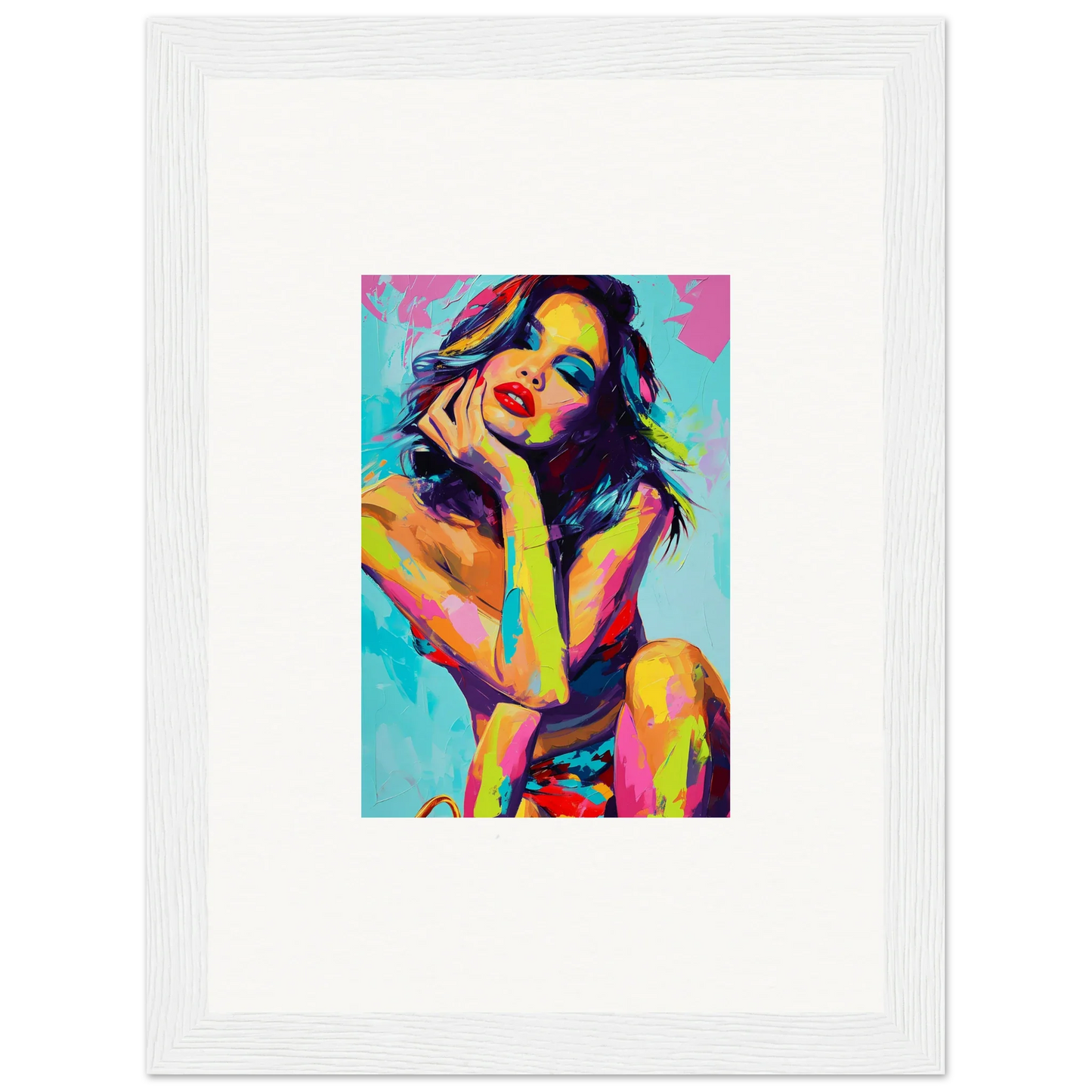 Colorful pop art portrait of a woman for chic room decoration as a canvas print