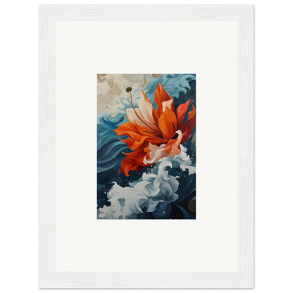 Vibrant orange goldfish in blue water for a stunning Petal Odyssey canvas print