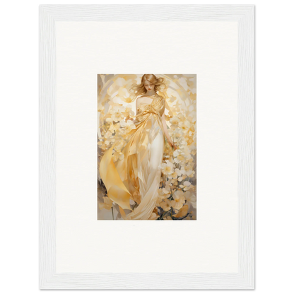 Ethereal Tango canvas print of a woman in a golden dress and flowers for room decoration