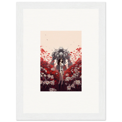 Robotic figure in flowers for a unique Boundary Whimsy canvas print decor