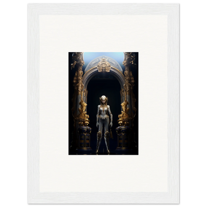 Framed canvas print of a metallic humanoid in an ornate archway, perfect room decoration