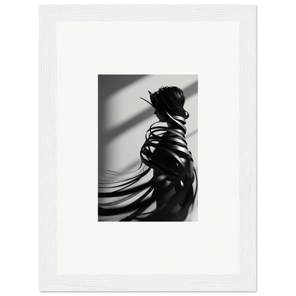 Black and white silhouette with shadows and flowing fabric perfect for ribbon shares canvas print