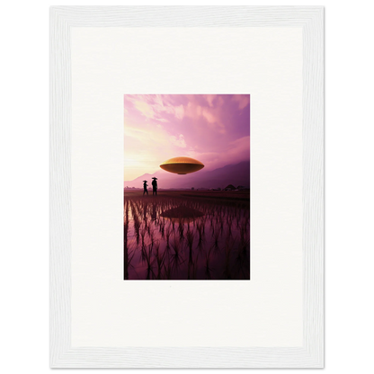 UFO hovering over a landscape, perfect for Violet Dreaming room decoration canvas print