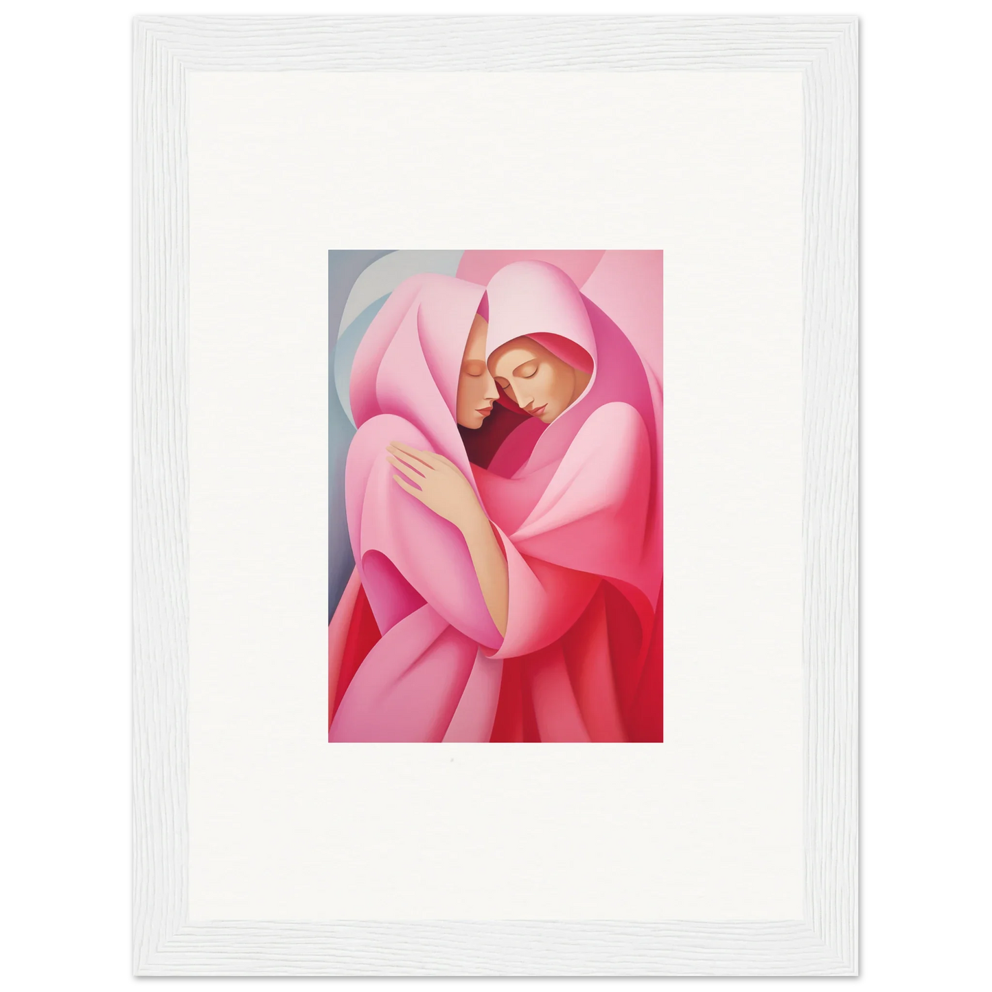 Abstract figure in pink and red shapes, perfect for a Glimmer Verse Tapestry room decoration