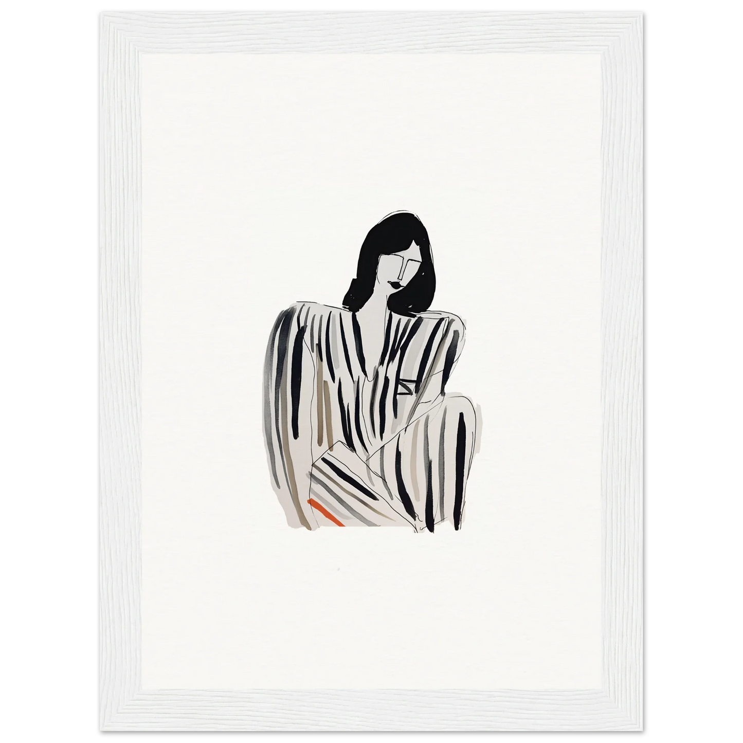 Minimalist black and white illustration of a seated figure for Whispers Formals canvas print