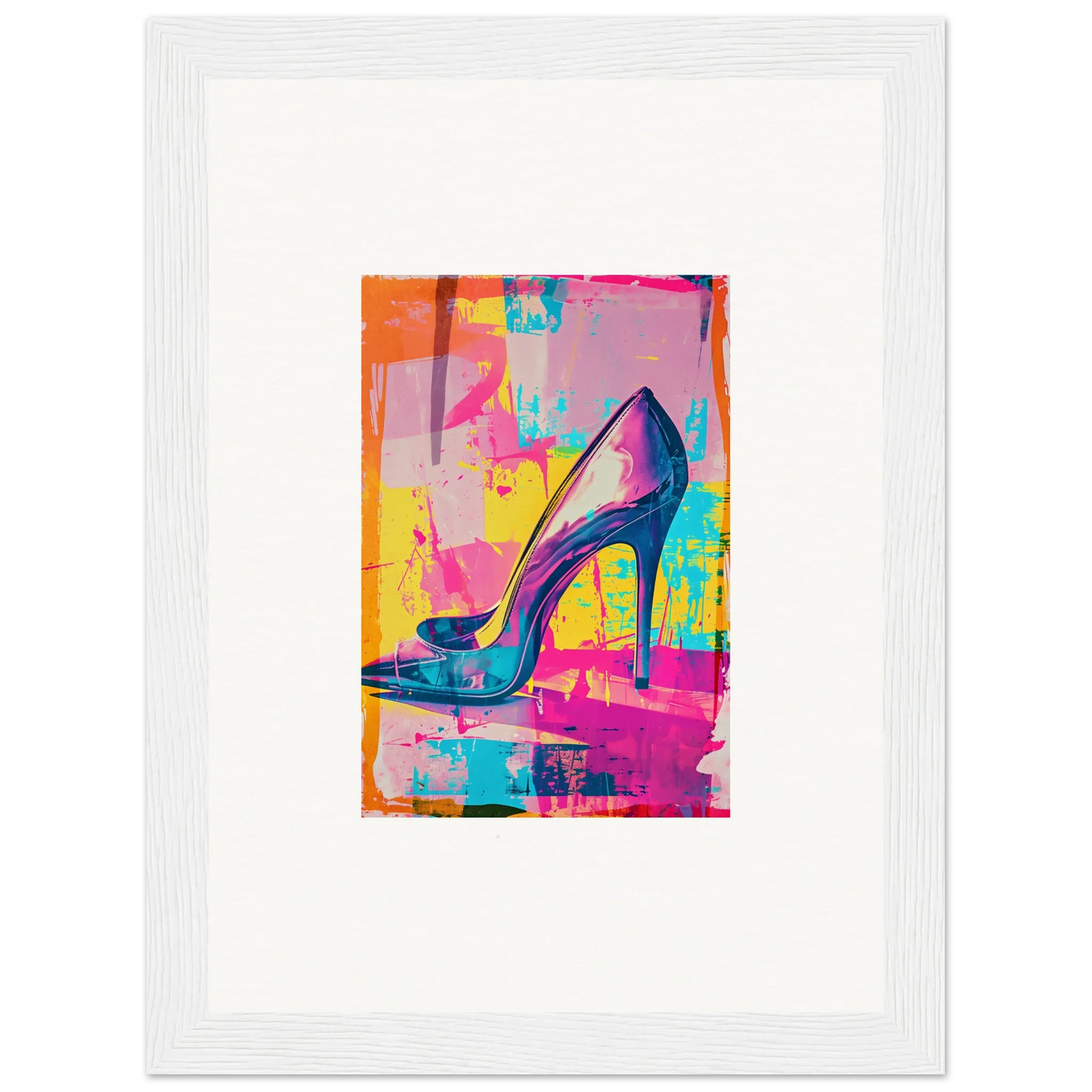 Colorful high-heeled shoe in vibrant abstract style for heel phenomenon wall decor