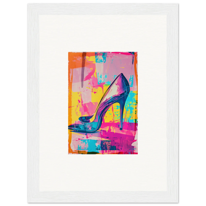 Colorful high-heeled shoe in vibrant abstract style for heel phenomenon wall decor