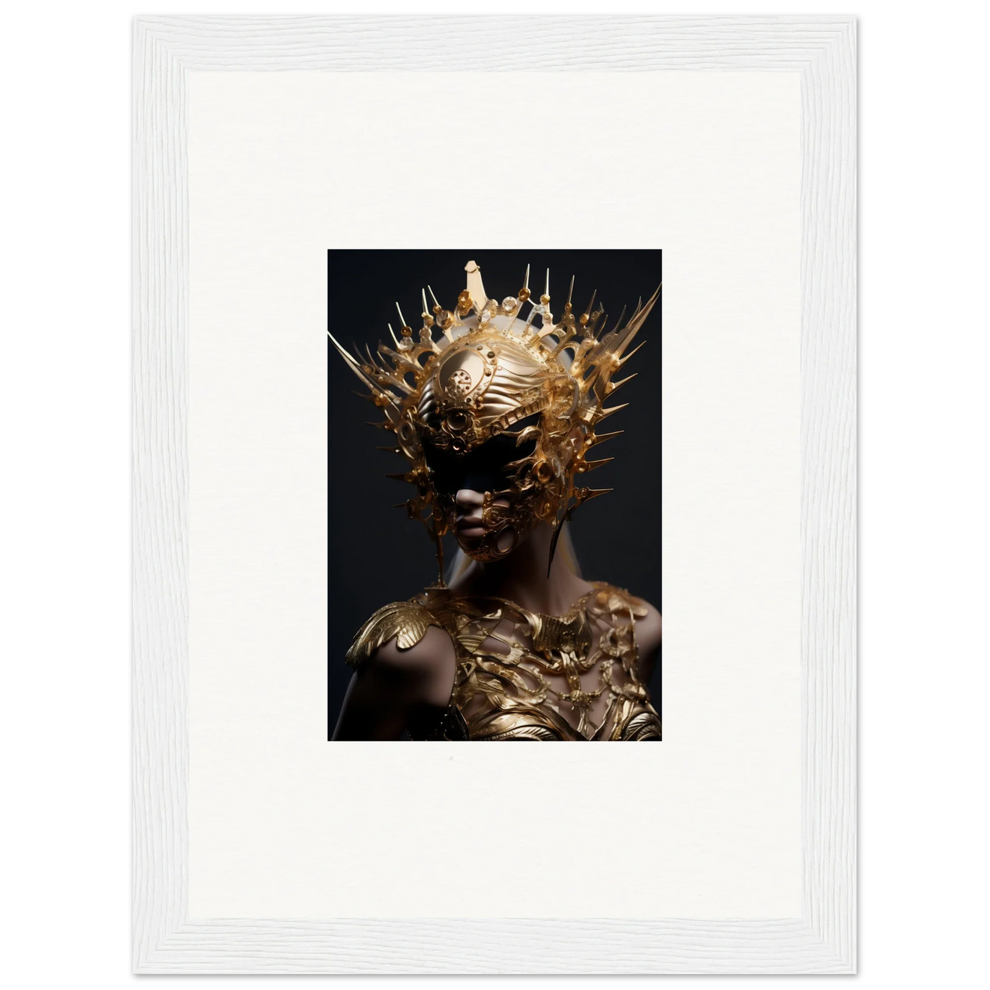 Ornate golden headdress with spikes, perfect for Vintage Bloom room decoration canvas print