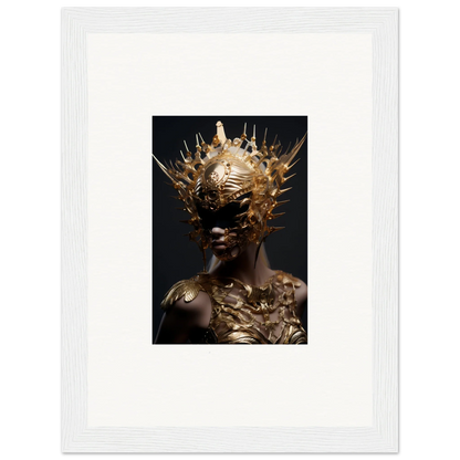 Ornate golden headdress with spikes, perfect for Vintage Bloom room decoration canvas print