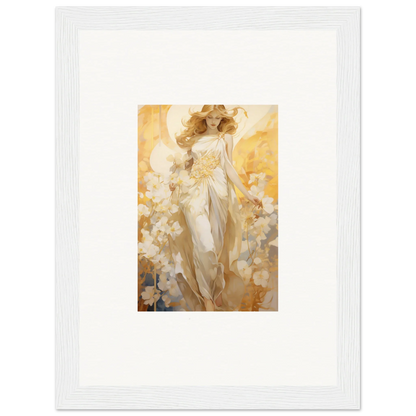 Ethereal Blossom Reverie canvas print of a serene female figure in floral beauty