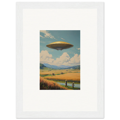 UFO hovering in the sky as a cool canvas print for room decoration and hover query vibe