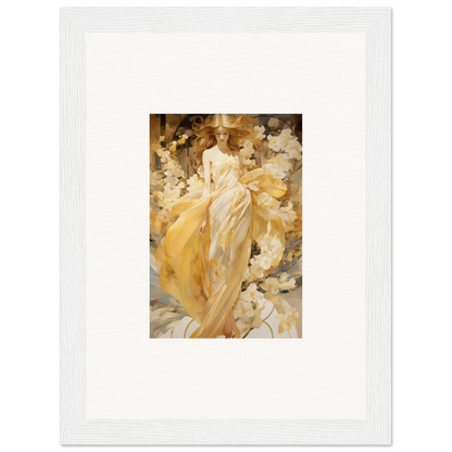 Impressionistic canvas print of a figure in a flowing yellow dress for petal serenade room decoration