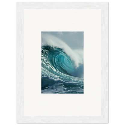 Powerful ocean wave in turquoise and white spray, perfect for canvas print wall art