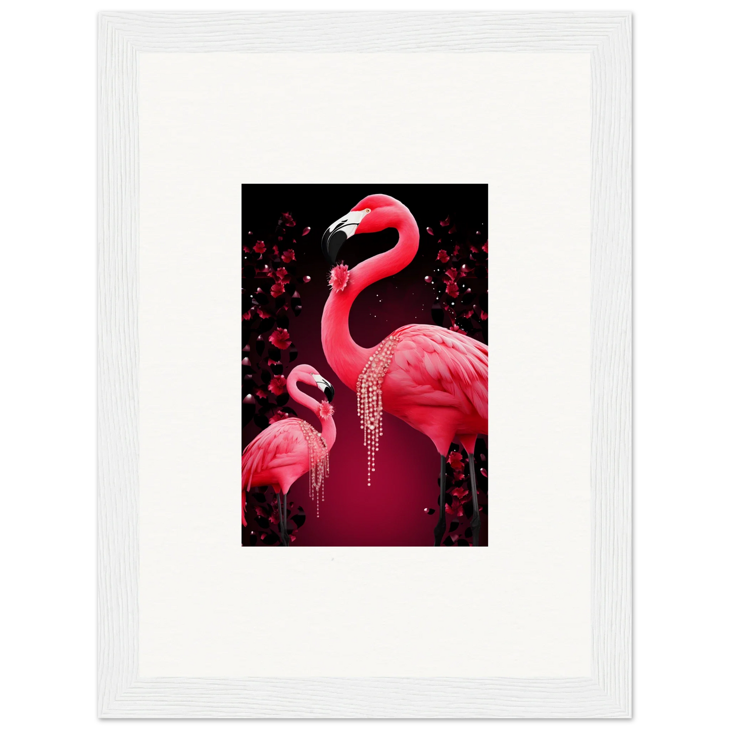 Vibrant pink flamingos with sparkle make stunning wall art for room decoration