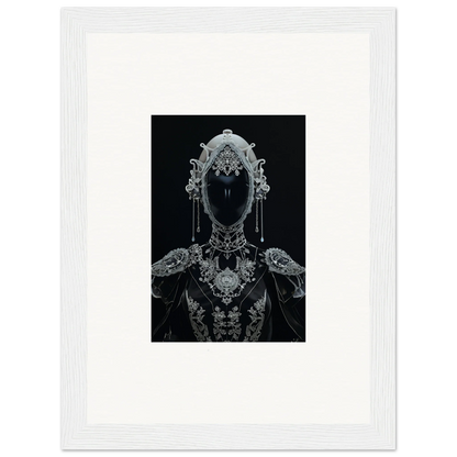 Ornate silver headdress and necklace on a shadowy figure for Nebulae Princess canvas print