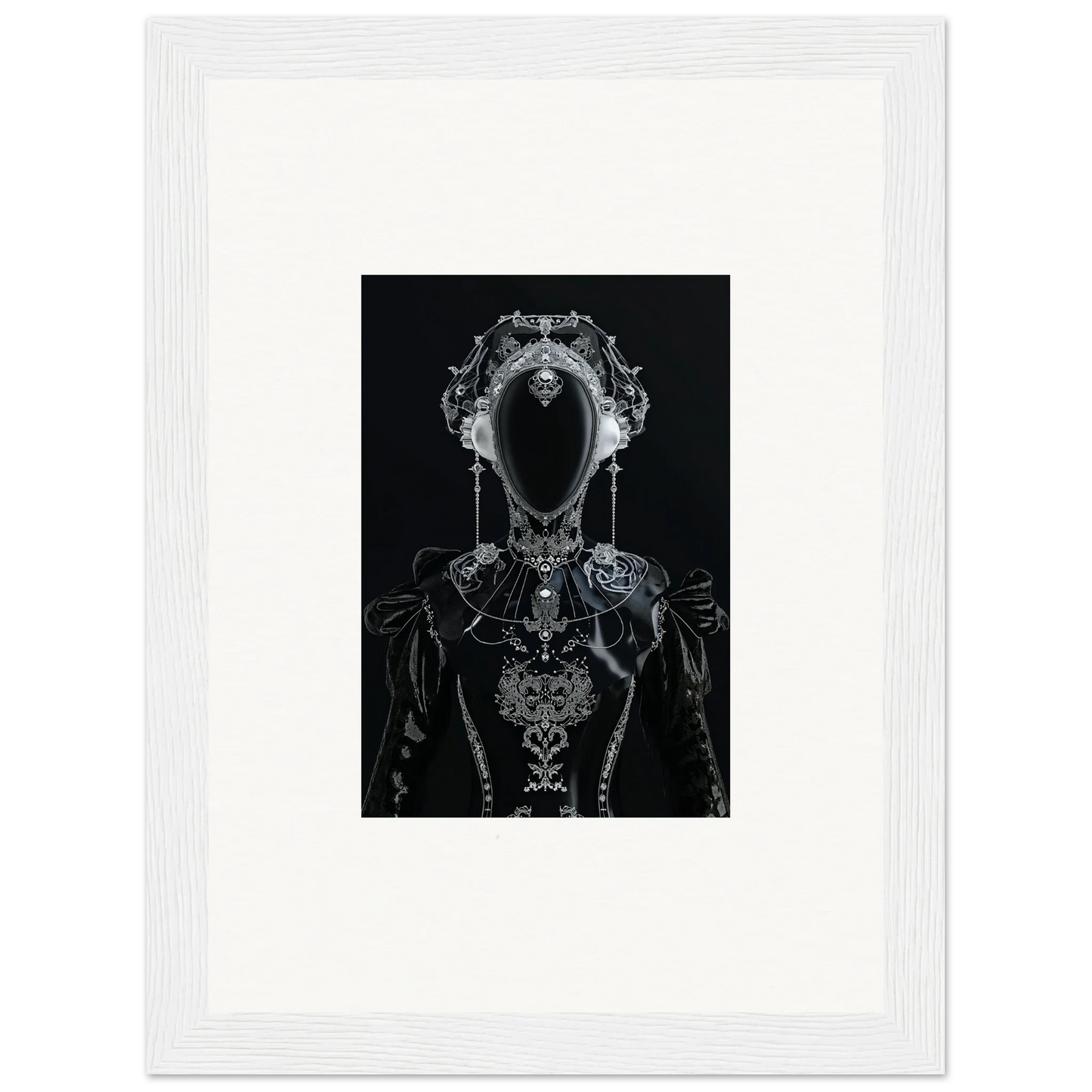 Ornate skeletal figure with jewelry on a dark background for photon glitters canvas print