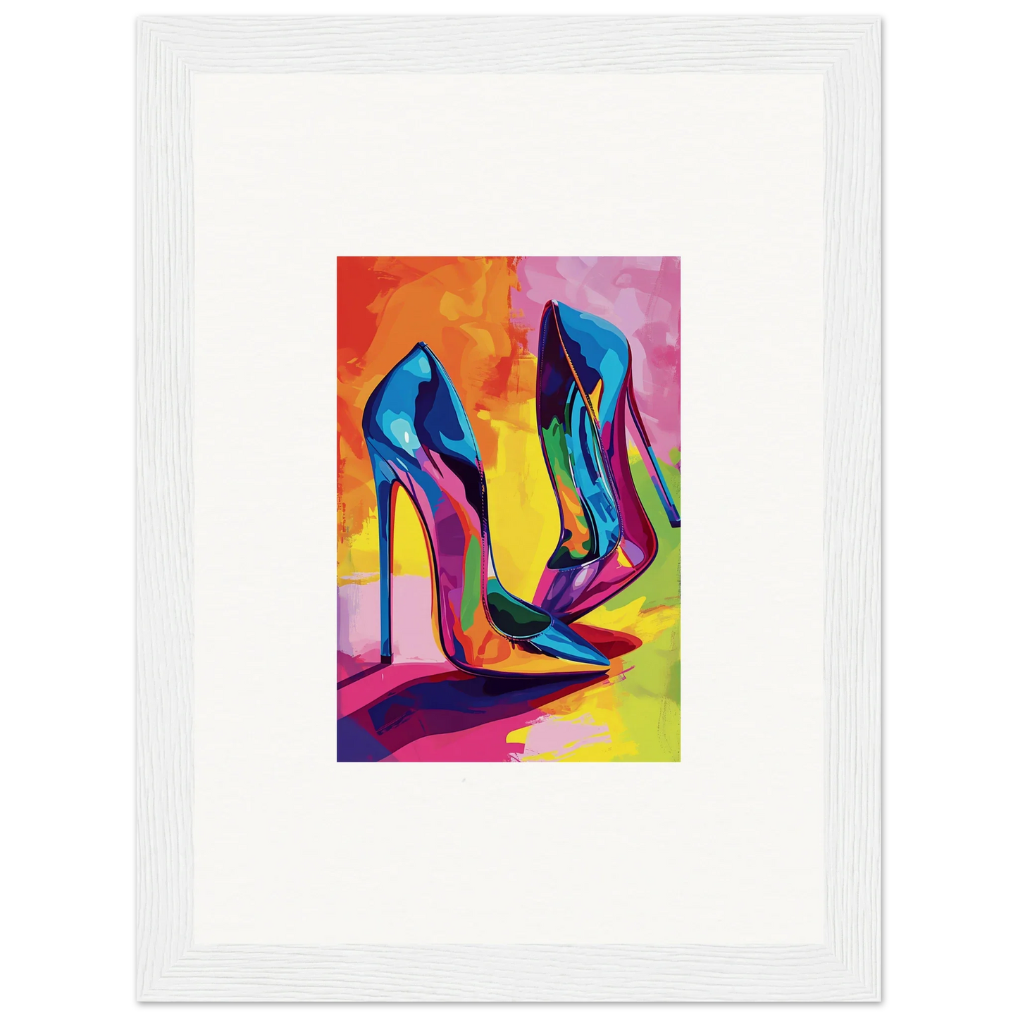 Vibrant Sapphire Eclipse Shoes in abstract design, perfect for room decoration or a canvas print