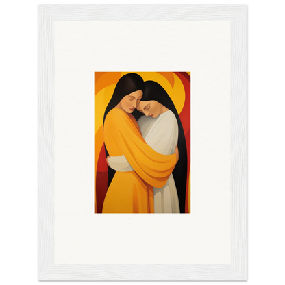 Stylized canvas print of Sun Nyah figures in yellow and white robes for room decoration