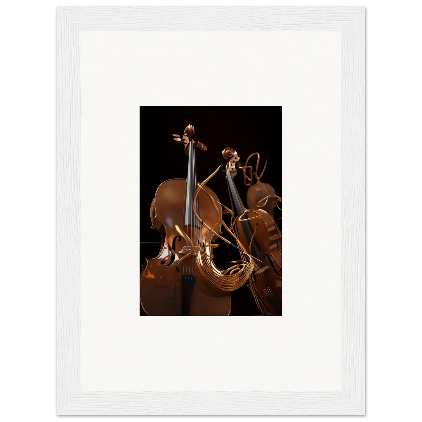 Wooden stringed instruments like cellos in a stylish Strings Opera canvas print