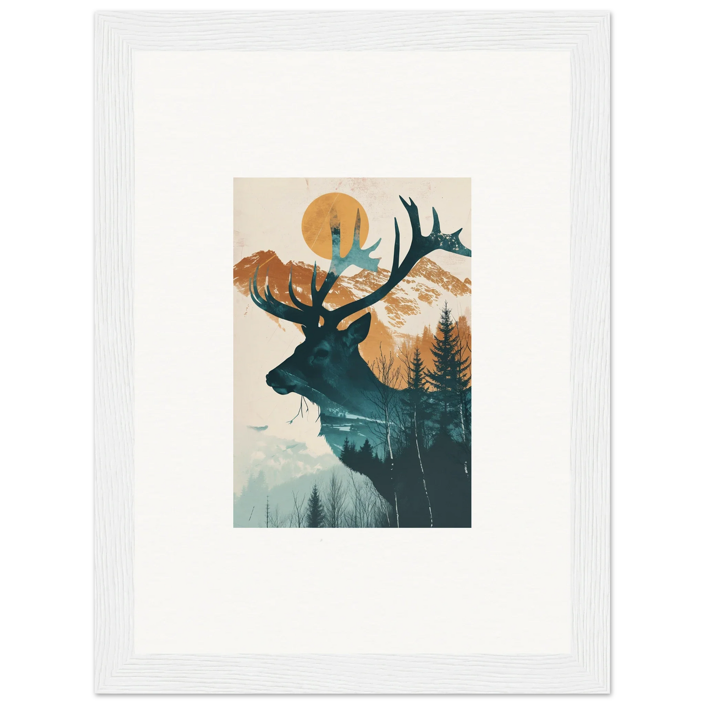 Silhouette of a deer head with nature scene, perfect for Mirage Visions room decoration