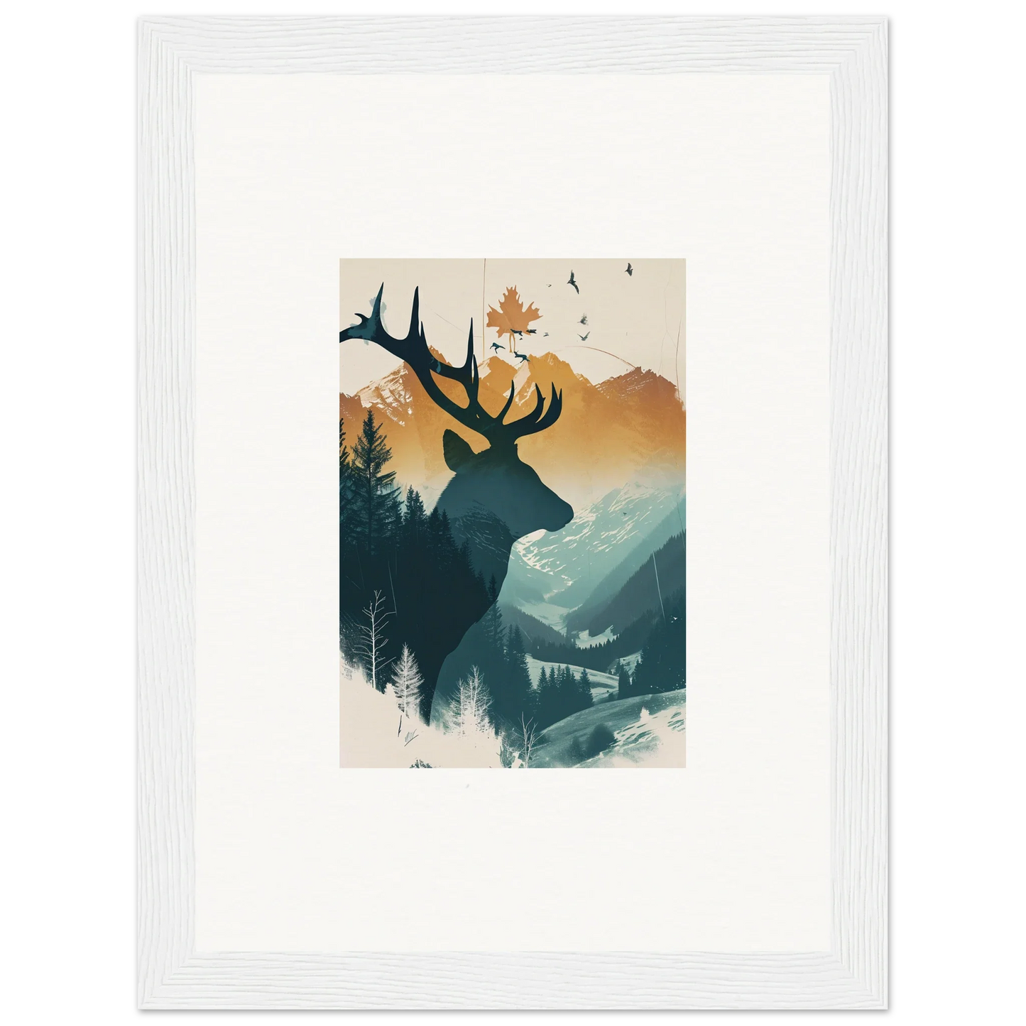 Silhouette of a stag haze deer in a mountain scene perfect for room decoration canvas print