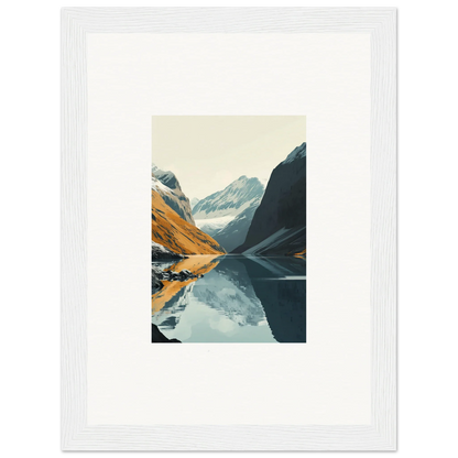 Framed canvas print of a mountain lake showcasing Glacier Harmony for room decoration