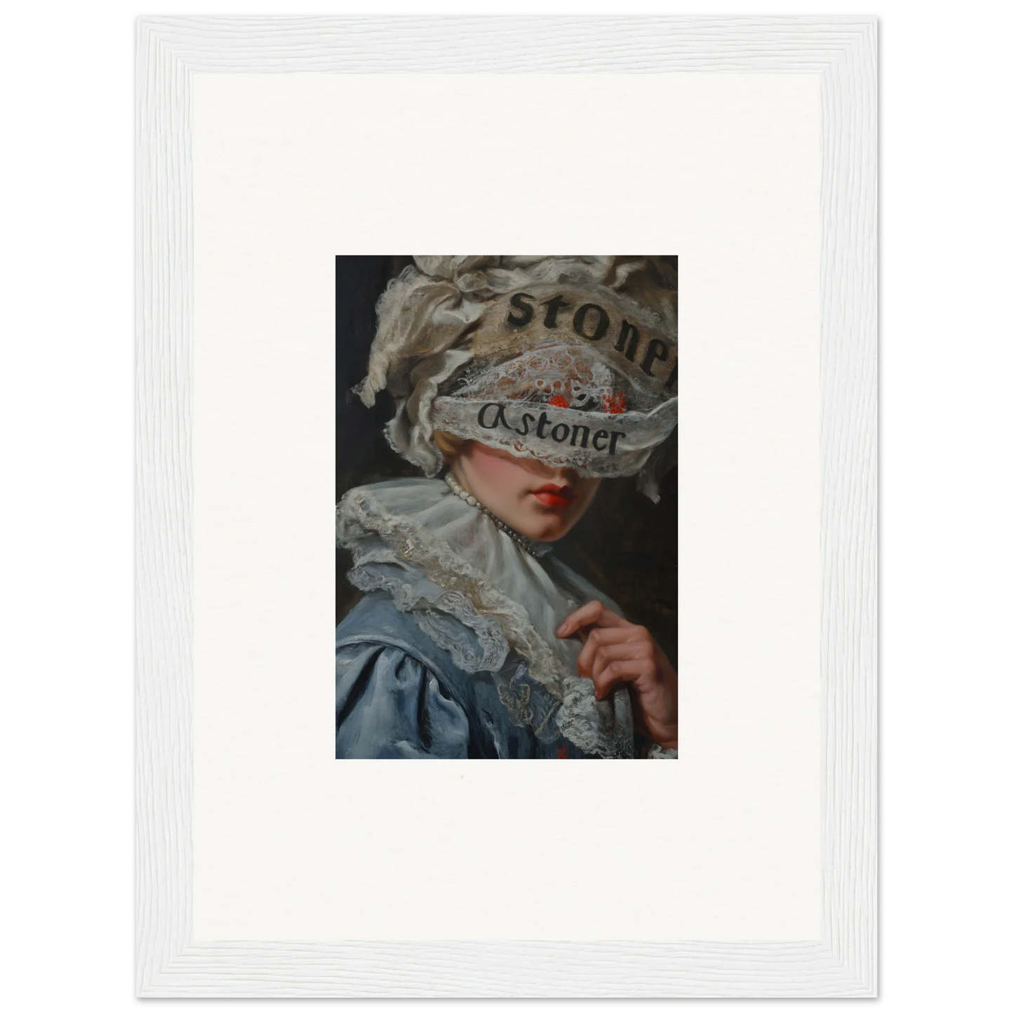 Portrait of a figure in a newspaper headdress, perfect for Veil Cognition canvas print