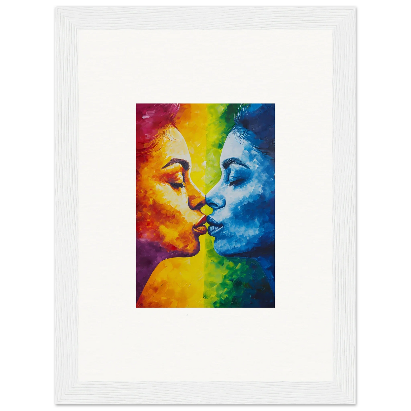 Colorful canvas print of Serenity Kiss, perfect for vibrant room decoration