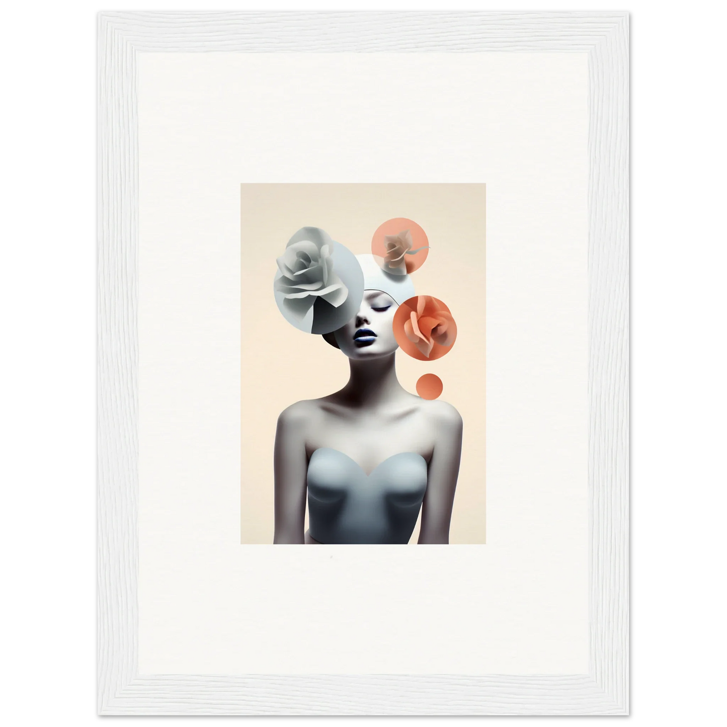 Artistic portrait of a woman with abstract circles for a Blossom Nexus canvas print