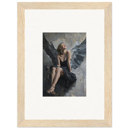 Framed canvas print of a winged figure in dark dress for your Reverie Willkommen room decoration