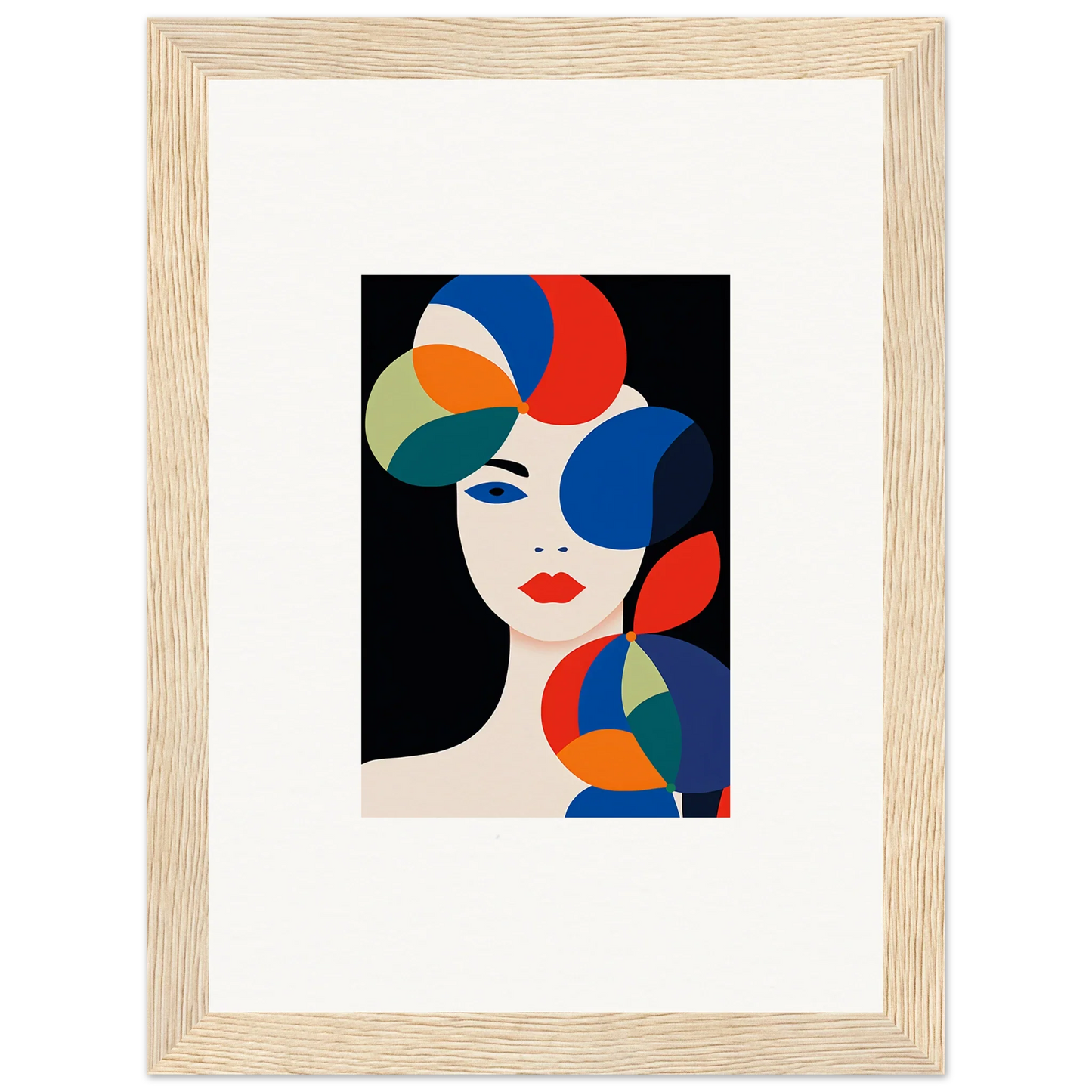 Colorful geometric abstract portrait for a trendy canvas print or room decoration