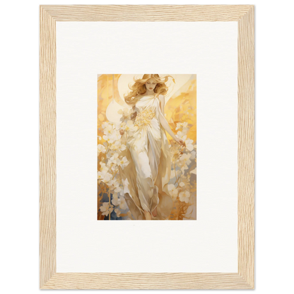 Framed canvas print of an ethereal female figure in flowers for blossom reverie room decoration