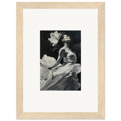 Black and white photo of a graceful figure in fabric, perfect for visionary reverie decor