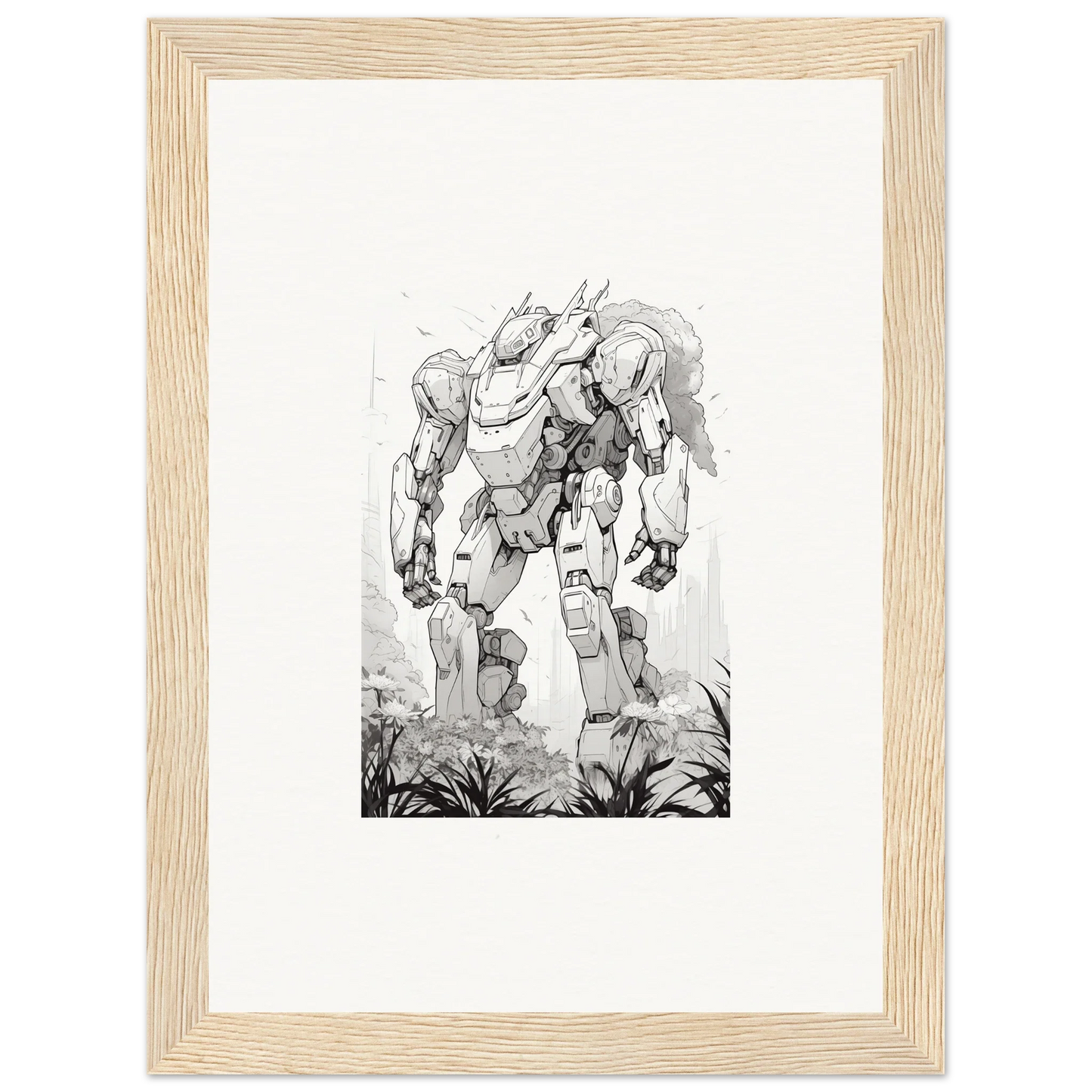 Imposing armored humanoid figure from Steel Sky Alchemy canvas print for cool room decoration