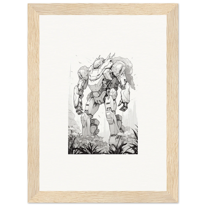 Imposing armored humanoid figure from Steel Sky Alchemy canvas print for cool room decoration