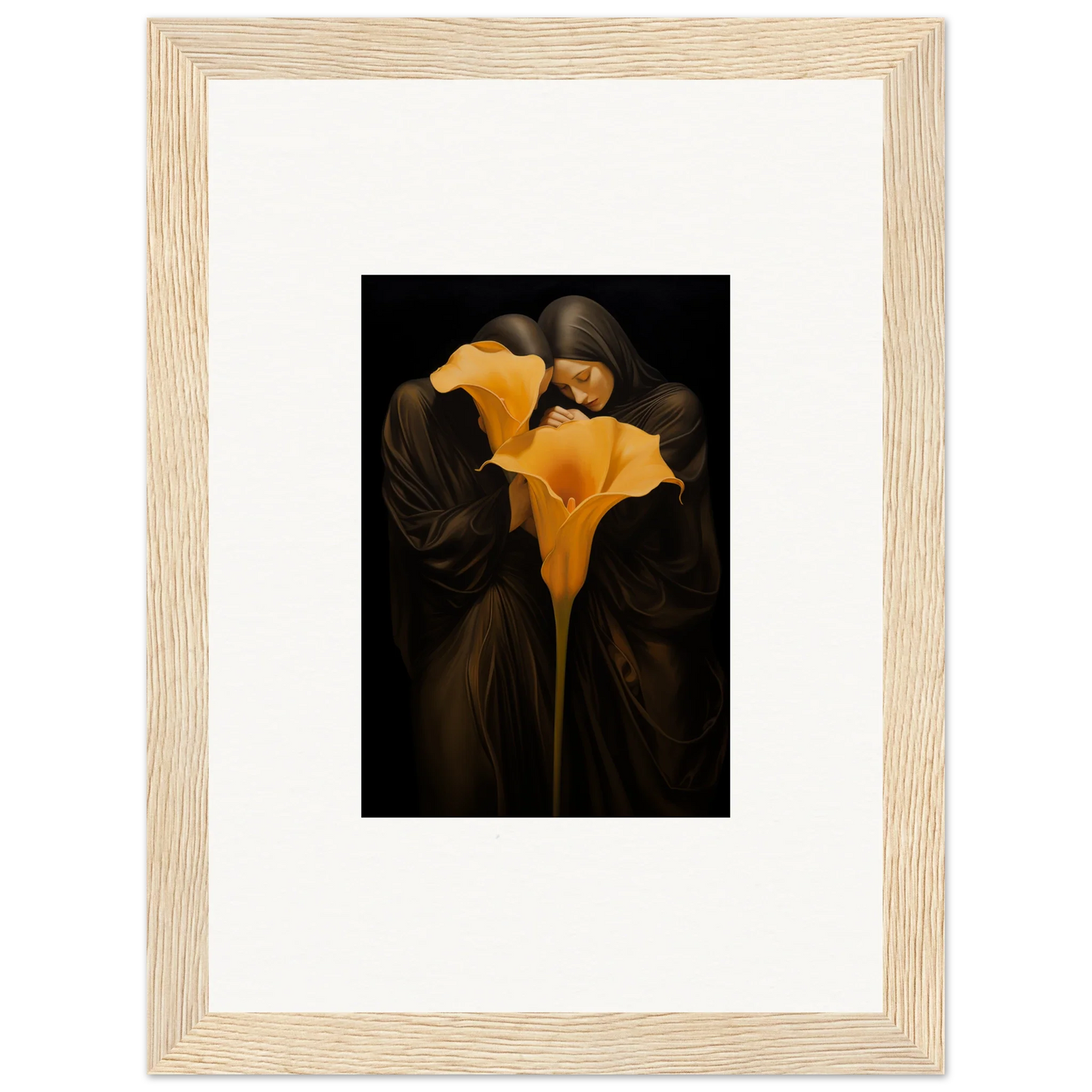 Yellow Calla Lily flower on dark background for stylish room decoration canvas print