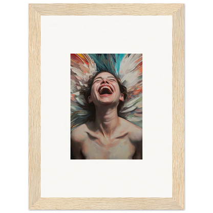 Colorful canvas print of a joyful person for vibrant room decoration, Aura Bloom