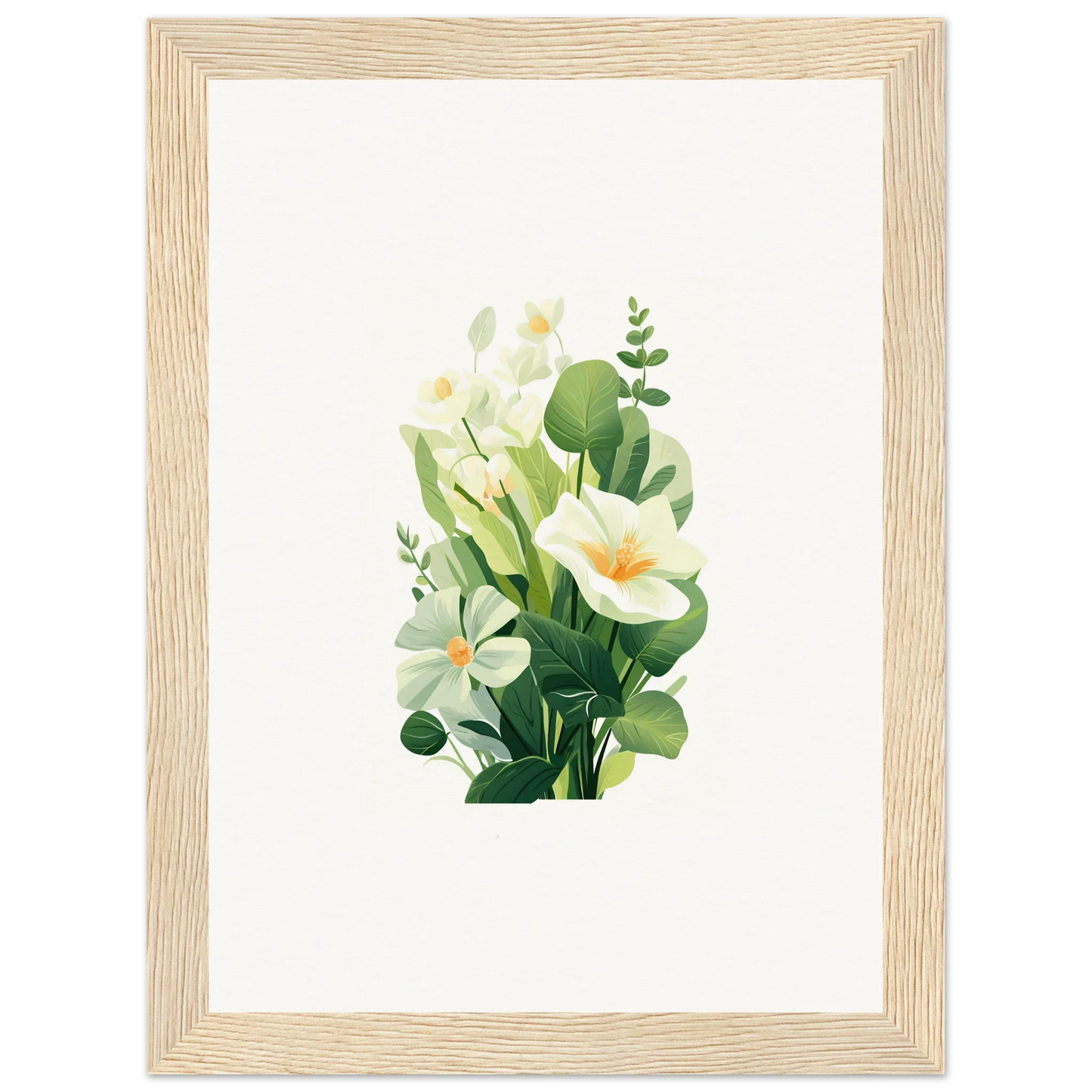 Watercolor floral arrangement with white flowers for a charming canvas print, perfect for garden whispers room decoration